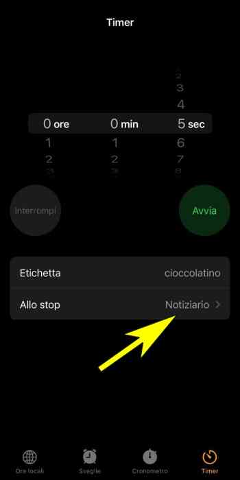 Cambiare suono predefinito radial del timer iPhone